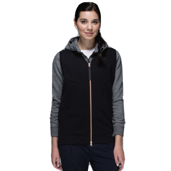 LULULEMON Departure Black Vest Rose Gold Zipper 10